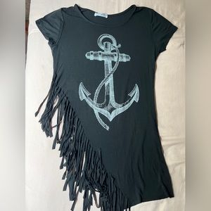 Black Smart Top with Anchor Design
